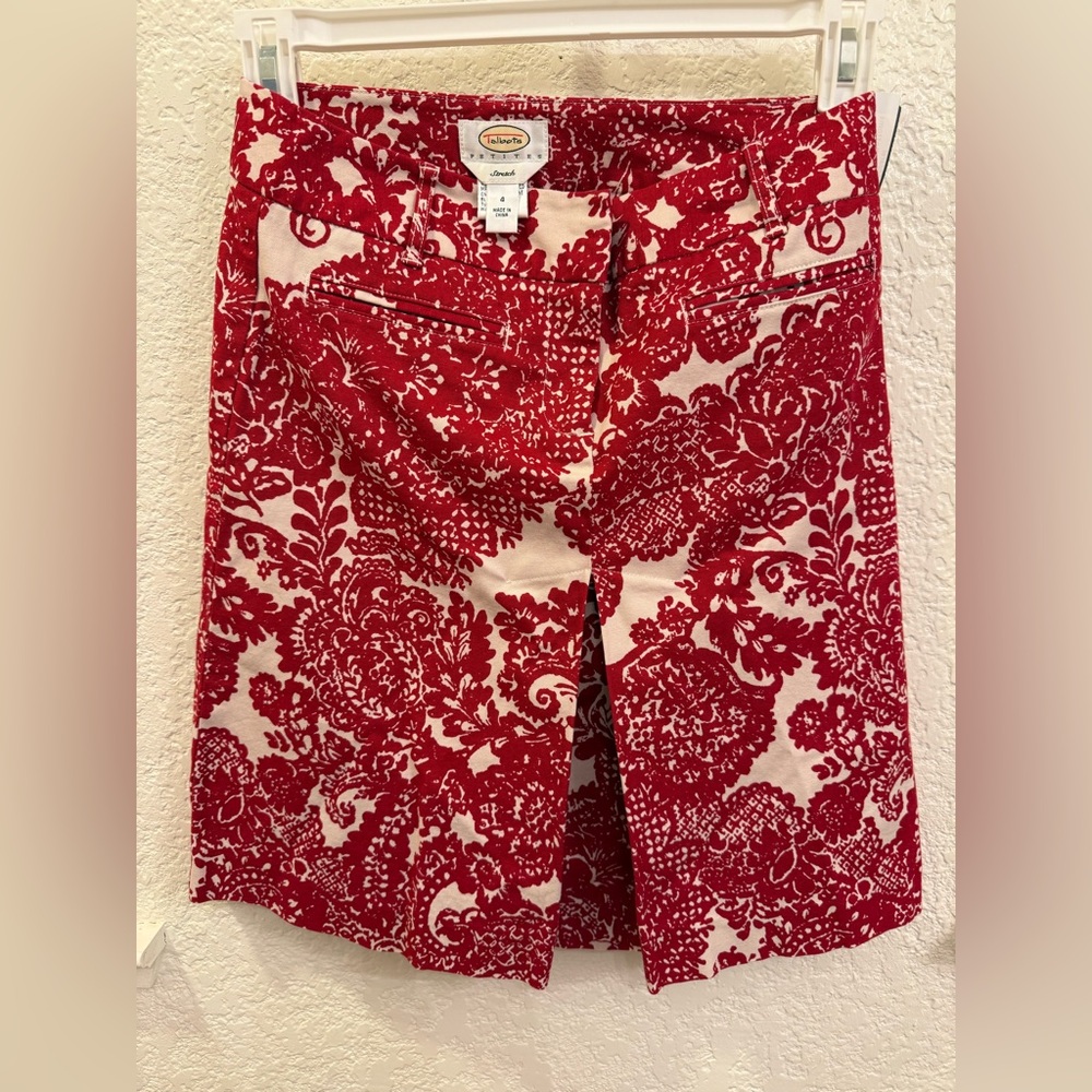 Talbots Red and Cream Floral Women Skirt